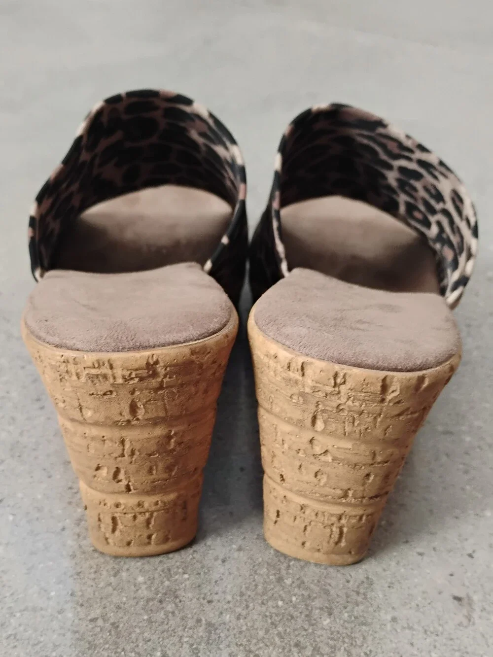 Onex Leopard-Print Cork Wedge Slides - Black, Brown & Tan
